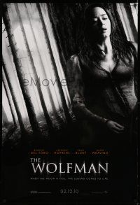7r835 WOLFMAN teaser DS 1sh '10 werewolf horror, pretty Emily Blunt on the run!