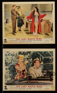7s258 LADY WANTS MINK 5 color English FOH LCs '52 images of Dennis O'Keefe, Ruth Hussey, Eve Arden!