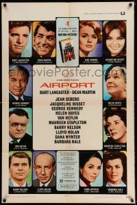 7t060 AIRPORT 1sh '70 Burt Lancaster, Dean Martin, Jacqueline Bisset, Jean Seberg & more!