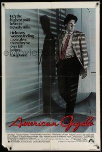 7t085 AMERICAN GIGOLO 1sh '80 handsomest male prostitute Richard Gere is being framed for murder!