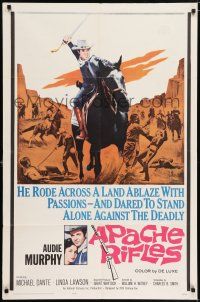 7t097 APACHE RIFLES 1sh '64 Audie Murphy vowed to stop the bloodshed of two warring nations!