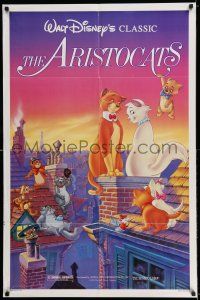 7t101 ARISTOCATS 1sh R87 Walt Disney feline jazz musical cartoon, great colorful art!