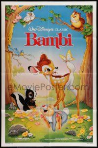 7t110 BAMBI 1sh R88 Walt Disney cartoon deer classic, great art with Thumper & Flower!