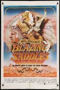 7t137 BLAZING SADDLES 1sh '74 classic Mel Brooks western, Gene Wilder & Cleavon Little!
