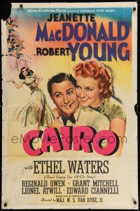7t167 CAIRO style C 1sh '42 romantic art of Jeanette MacDonald & Robert Young, Ethel Waters!