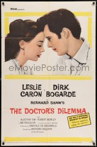 7t336 DOCTOR'S DILEMMA 1sh '59 Leslie Caron asks Robinson to save the man she loves!