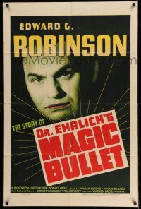 7t341 DR. EHRLICH'S MAGIC BULLET 1sh '40 Edward G. Robinson searches for a cure for syphilis!