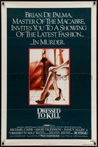 7t343 DRESSED TO KILL 1sh '80 Brian De Palma shows you the latest fashion in murder, sexy legs!