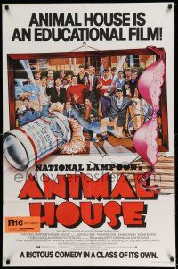 7t094 ANIMAL HOUSE English 1sh '78 John Belushi, Landis classic, cool art of top cast!
