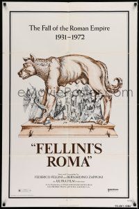 7t364 FELLINI'S ROMA 1sh '72 Italian Federico classic, the fall of the Roman Empire!