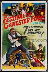 7t365 FESTIVAL OF GANGSTER FILMS 1930-1970 stock 1sh '70 art of James Cagney w/tommy gun!
