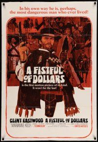 7t386 FISTFUL OF DOLLARS 1sh '67 introducing the man with no name, Clint Eastwood, Blossom art!