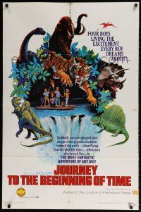 7t495 JOURNEY TO THE BEGINNING OF TIME 1sh R69 4 boys live their dream of fighting dinosaurs!