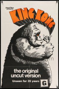 7t502 KING KONG 1sh R68 Fay Wray, Robert Armstrong, cool comic art by Lee J. Reedy!