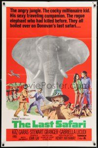7t514 LAST SAFARI 1sh '67 Stewart Granger in the angry jungle hunting a rogue elephant!