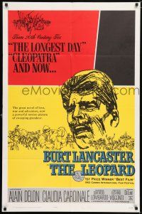 7t521 LEOPARD 1sh '63 Luchino Visconti's Il Gattopardo, cool art of Burt Lancaster!