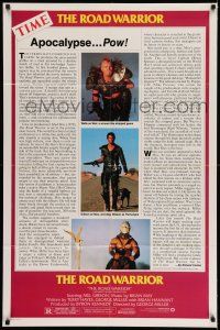 7t536 MAD MAX 2: THE ROAD WARRIOR 1sh '82 Mel Gibson returns as Mad Max, Time Magazine!