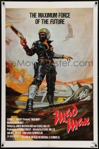 7t534 MAD MAX 1sh R83 George Miller post-apocalyptic classic, Mel Gibson art by Garland!