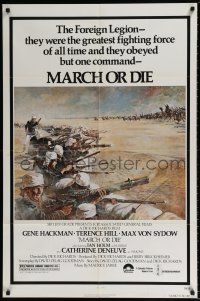 7t550 MARCH OR DIE 1sh '76 Gene Hackman, Terence Hill, French Foreign Legion battle by Tom Jung!