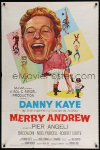 7t557 MERRY ANDREW 1sh '58 art of laughing Danny Kaye, Pier Angeli & chimp!