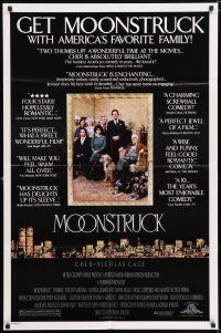 7t566 MOONSTRUCK style C 1sh '87 Nicholas Cage, Olympia Dukakis, Cher, great cast portrait!