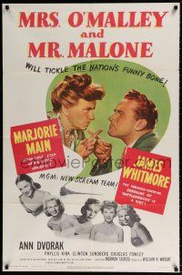7t573 MRS. O'MALLEY & MR. MALONE 1sh '51 Marjorie Main & Whitmore tickle the nation's funny bone!