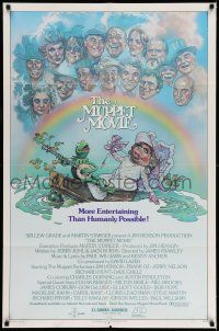 7t575 MUPPET MOVIE 1sh '79 Jim Henson, Drew Struzan art of Kermit the Frog & Miss Piggy!