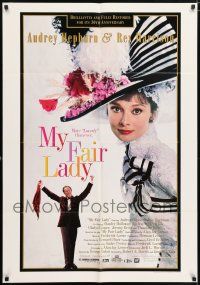 7t579 MY FAIR LADY 1sh R94 great close-up image of Audrey Hepburn, Rex Harrison!