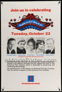 7t585 NATIONAL FILM DAY 1sh '73 images of Charlton Heston, Gregory Peck, Tyson, Beatty, & Lemmon!