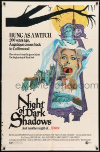 7t592 NIGHT OF DARK SHADOWS 1sh '71 wild freaky art of the woman hung as a witch 200 years ago!