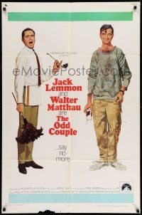 7t603 ODD COUPLE 1sh '68 art of best friends Walter Matthau & Jack Lemmon by Robert McGinnis!