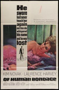 7t605 OF HUMAN BONDAGE 1sh '64 super sexy Kim Novak can't help being what she is!