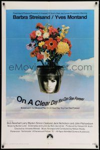 7t609 ON A CLEAR DAY YOU CAN SEE FOREVER 1sh '70 cool image of Barbra Streisand in flower pot!