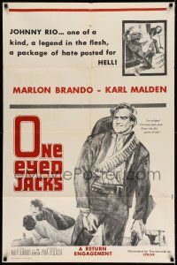 7t618 ONE EYED JACKS military 1sh R60s art of star & director Marlon Brando with gun & bandolier!