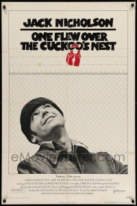 7t619 ONE FLEW OVER THE CUCKOO'S NEST 1sh '75 great c/u of Jack Nicholson, Milos Forman classic!