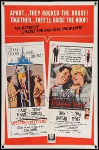 7t625 OPERATION PETTICOAT/PILLOW TALK 1sh '64 Cary Grant, Tony Curtis, Rock Hudson & Doris Day!