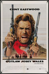7t630 OUTLAW JOSEY WALES 1sh '76 Clint Eastwood is an army of one, great Roy Anderson artwork!