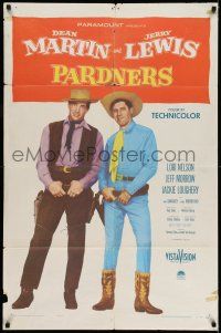 7t636 PARDNERS 1sh '56 great full-length image of cowboys Jerry Lewis & Dean Martin!