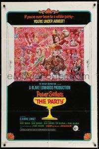 7t637 PARTY style B 1sh '68 Peter Sellers, Blake Edwards, great art by Jack Davis!