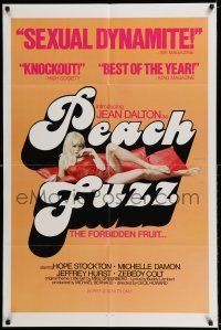 7t643 PEACH FUZZ 1sh '77 introducing sexiest Jean Dalton, the forbidden fruit!
