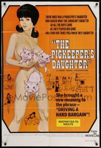 7t662 PIGKEEPER'S DAUGHTER 1sh '72 wacky and sexy artwork of farm girl!
