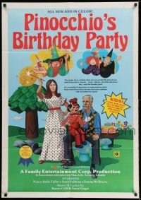 7t669 PINOCCHIO'S BIRTHDAY PARTY 1sh '74 artwork of children's characters!