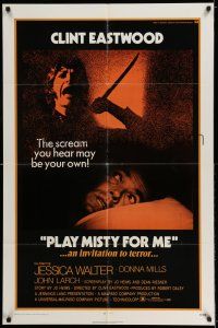 7t678 PLAY MISTY FOR ME 1sh '71 classic Clint Eastwood, Jessica Walter, an invitation to terror!