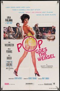 7t687 POP GOES THE WEASEL 1sh '75 Lady Cocoa, Lola Falana, cool action artwork!