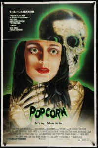 7t688 POPCORN 1sh '91 really cool wild Joann horror art, buy a bag, go home in a box!