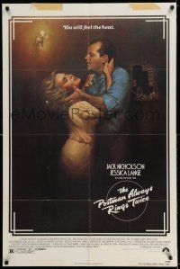 7t693 POSTMAN ALWAYS RINGS TWICE 1sh '81 art of Jack Nicholson & Jessica Lange by Rudy Obrero!