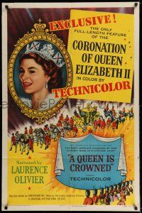 7t710 QUEEN IS CROWNED 1sh '53 Queen Elizabeth II's coronation documentary!