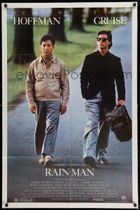 7t722 RAIN MAN 1sh '88 Tom Cruise & autistic Dustin Hoffman, directed by Barry Levinson!