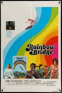 7t723 RAINBOW BRIDGE 1sh '72 Jimi Hendrix, wild psychedelic surfing & tarot card image!