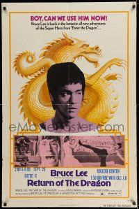 7t748 RETURN OF THE DRAGON 1sh '74 Bruce Lee kung fu classic, Chuck Norris, great images!